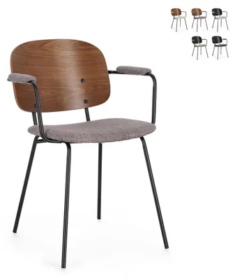 Produktbild von 2 Küchenstühle mit Armlehnen im Vintage-Stil Sienna Bizzotto - Grau