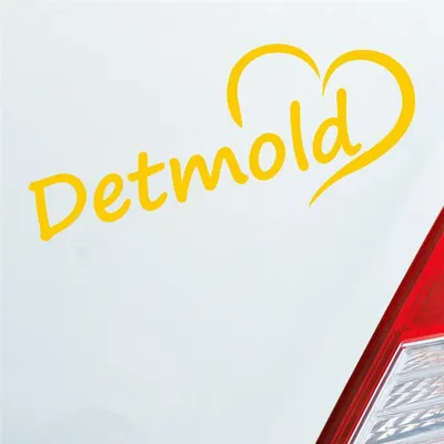 Produktbild von Auto Aufkleber Detmold Herz Stadt City Liebe Love Heimat 19x8 cm Gelb Sticker Heckscheibenaufkleber