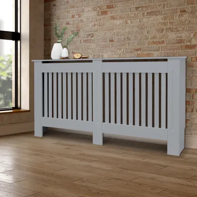 Produktbild von ML-Design Heizkörperverkleidung Landhausstil 152x19x82 cm, Grau, aus MDF lackiert für Schlafzimmer Wohnzimmer