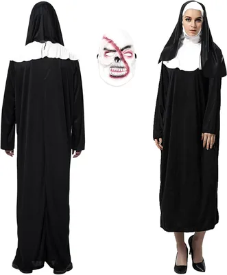 Productafbeelding van Eng Nonnenkostuum voor Dames en Heren - Halloween Horror Outfit met Masker