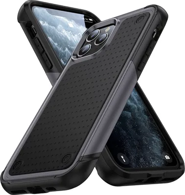 Produktbild von Für iPhone 11 Pro Hülle Militärqualität Stoßfest Hybrid 2 in 1 Hart PC Weich TPU Handyhülle Grau Schwarz