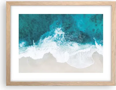 Produktbild von Gerahmtes Poster - Rahmen in heller Eiche - Luftaufnahmen Strand Welle - 40x30 cm - Wand Bild - Wanddeko - Wandbilder - Kunstposter - Wandposter - Bilderrahmen - Bilder - Kunstdruck - P2NAA40x30-4686