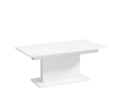 Produktbild von Couchtisch OPTIMA ausziehbar und höhenverstellbar, Liftisch mit Hubfunktion, Wohnzimmertisch, Sofatisch, Esstisch, Weiß Hochglanz, 126-167,5 cm Weiß