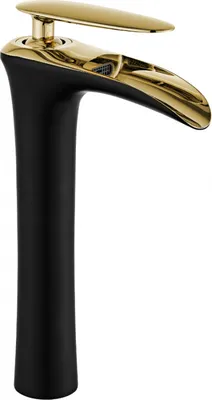 Produktbild von Mexen Lyra hohe Waschtischarmatur, Schwarz/Gold - 745310-75
