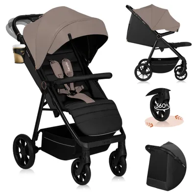 Image de Lionelo Buggy MIRA jusqu'à 22 kg, Roues pivotantes 360°, Filtre UPF50+, Capote étanche XXL Beige