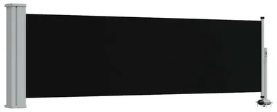 Zdjęcie produktu dla Markiza boczna - Wysuwana ścianka ochronna 80 x 300 cm - Wodoodporna - Odporna na promieniowanie UV - Poliester z powłokąpoliuretan - Czarna