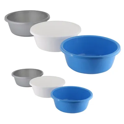 Produktbild von 6er Set Plastikschüssel 3x 4 Liter & 3x 8 Liter Schüssel Kunststoffschüssel Rührschüssel Küchenschüssel Servierschüssel