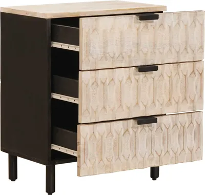 Produktbild von vidaXL Nachttisch mit Schubladen Weiß 50 x 33 x 62 cm Massivholz Mango
