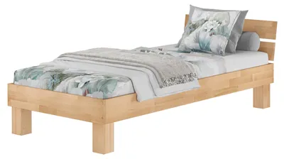 Produktbild von Massivholzbett Buche natur Einzelbett 90x200 Futonbett Bettrahmen Zubehör wählbar V-60.80-09ohne Zubehör