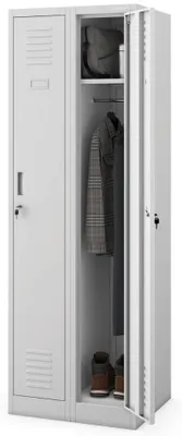 Produktbild von Umkleideschrank Spind KACPER 2 Abteile Etikettenhalter Lüftungsschlitze | Umkleidespind Metall Schließfachschrank Garderobenspind 180x60x50cm Grau