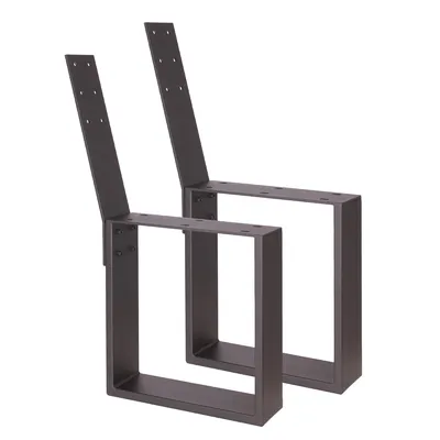 Produktbild von Bc-elec - HMTS-0101B 2 Bankfüße aus schwarzem Stahl mit Rückenlehne, Bankgestell mit Rückenlehne 40x81cm.