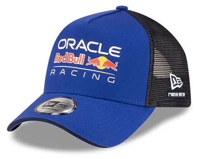 Produktbild von Red Bull Racing New Era Essential E-Frame Trucker Cap, Offizieller Fanartikel, Blau-Schwarze Cap mit Team-Branding, Hochwertiger Baumwoll-Polyester-Mix