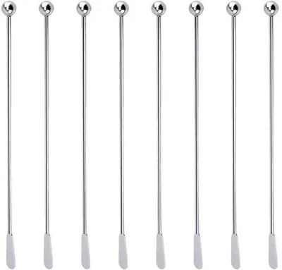 Productafbeelding van Ibenzoa® Roestvrijstalen cocktailroerstaafjes, set van 8 – 18 cm, herbruikbare roerstaafjes van 304 roestvrij staal voor bar, café en thuisgebruik