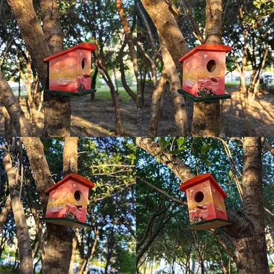 Produktbild von Wildvogelhäuschen aus Holz - cremefarben