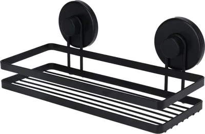 Image de Étagère de douche en métal noir avec ventouses 25x10x8,5 cm