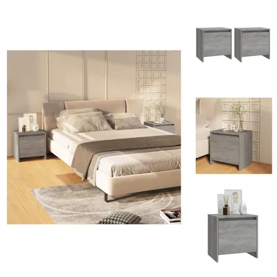 Productafbeelding van vidaXL Nachtkastjes, 2 stuks, grijs Sonoma, 45x34x44,5 cm, houtvezel - Nachtkastjes