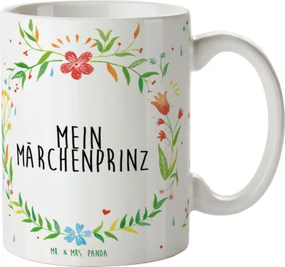 Produktbild von Mr. & Mrs. Panda Kakaotasse Mein Märchenprinz - Geschenk, Pott, Kaffeetasse, Kaffeebecher, Tasse, cappuccinotasse, Becher