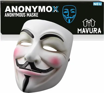 Obrázek produktu pro ANONYMOX Guy Fawkes Maska Anonymous Vendetta Halloween Party Maska Cosplay Karneval Mardi Gras Demo Převleková maska