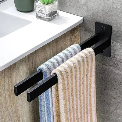 Obrázek produktu pro Nástěnný držák na ručníky 40 cm, nerezová ocel, matná černá
