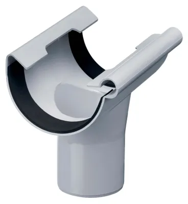 Produktbild von INEFA Ablaufstutzen halbrund, PVC NW125/DN75 Grau Einhangstutzen Dachrinnenzubehör, einfache Steckmontage, Germany
