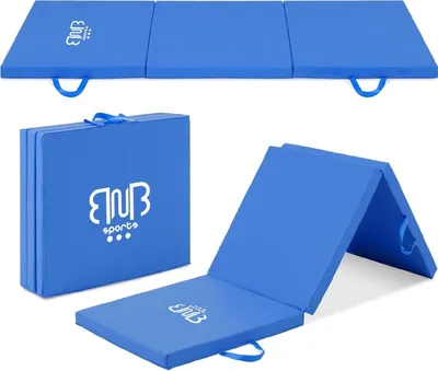 Immagine prodotto di Premium Tri-Folding Thick Gymnastic Mat & Home Sports, Yoga Mat & Sports Mat, con maniglie per il trasporto Tappetini sportivi, e superficie antiscivolo impermeabile al sudore e all'acqua Blu
