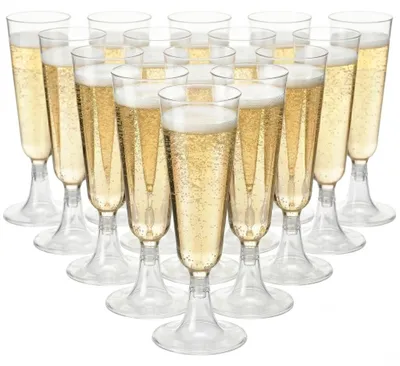 50 Kunststoff-Champagnergläser 160 ml transparent stabil