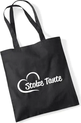Produktbild von Huuraa Jutebeutel Stolze Tante Herz 10 Liter Black Baumwolle Tasche Geschenkidee