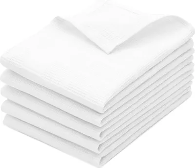Produktbild von 5er Set Geschirrtücher 100% Baumwolle in 50x70 cm, Waffelpique mit Karomuster in weiß