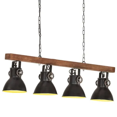 Imagen del producto de Lámpara de techo estilo industrial, color , casquillo E27, madera de mango
