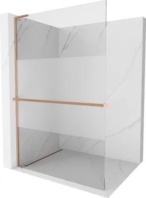 Obrázek produktu pro Mexen Kioto+ L sprchová zástěna s policí Walk-in 90 x 200 cm, transparentní/mat, kartáčovaná měď - 800-090-123-65-35