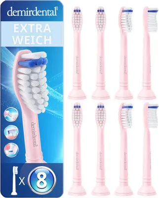 Produktbild von 8er demirdental Extra Soft Aufsteckbürsten für Philips Sonicare | Rosa