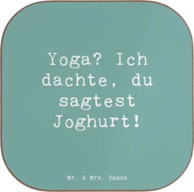 Produktbild von Mr. & Mrs. Panda Untersetzer für Gläser Spruch Yoga Humor - Meeresbrise - Geschenk, Glücksmomente, Sportarten, Coaster, Sportler Geschenke, Holzuntersetzer, Sportart