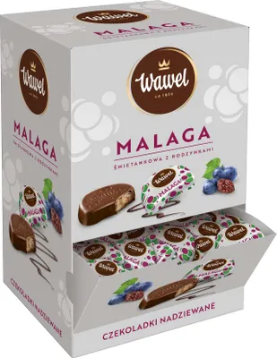 Obrázok produktu pre Wawel Malaga smotanové s hrozienkami – plnené čokoládky, 2,5 kg