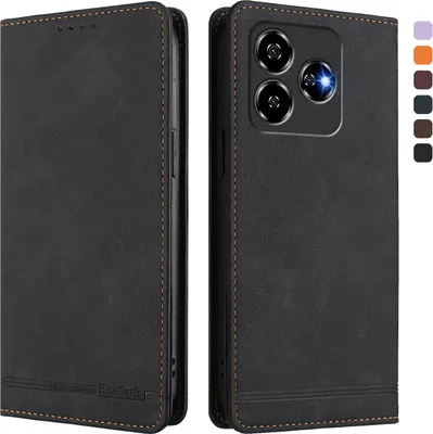 Immagine prodotto di Custodia per ZTE Axon 60, custodia retro in Finto cuoio flip con supporto e slot per carte Nero