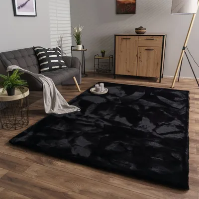 Produktbild von TT Home Wohnzimmer Hochflor Teppich Langflor Soft Kaninchenfell Fell Imitat Weich Größe 80x150 cm