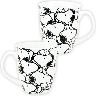 Produktbild von The Peanuts Tasse Snoopy - Snoopys Allover Kaffeetasse Becher Kaffeebecher Weiß aus Keramik 280 ml