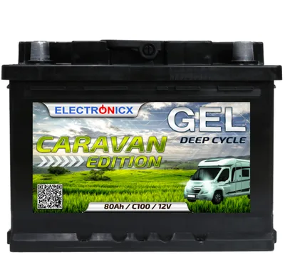 Obrázek produktu pro Electronicx Caravan GEL 80 Ah 12 V ▶ Obytný vůz, loď  Napájení ze solárních panelů | Edice