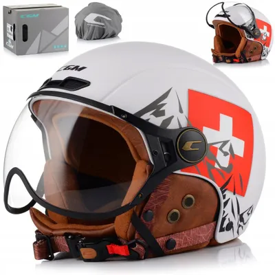 Produktbild von CGM 801C EBI Skihelm mit Visier und Motorradschale | Skihelm Fahrradhelm E-Bike-Helm | Weiß-Rot | M (57-58 cm)