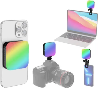 Produktbild von Magnetisches RGB-Videolicht im Taschenformat, Fuelllicht fuer Fotografie, 2500 K šC 9000 K, dimmbar, 20 Lichteffekte, Videokonferenzlicht fuer Computer, Tablet, Handy, DSLR-Kamera, eingebauter Akku mit Clip und Blitzschuhadapter