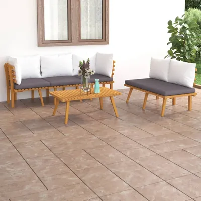 Image de Maison Exclusive - Salon de jardin 5 pièces avec coussins en bois massif d'acacia