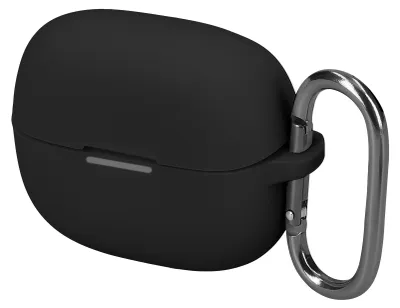 Produktbild von kwmobile Schutzhülle für Xiaomi Redmi Buds 8 Pro Hülle - TPU Silikon Case für Kopfhörer Ladecase - stoßfestes Cover mit Karabiner - Schwarz