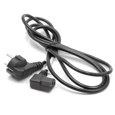 Produktbild von vhbw Netzkabel Schutzkontaktstecker für Kaltgeräte z.B. PC Monitor Computer Drucker - C13 Buchse, 2 m, Gewinkelt