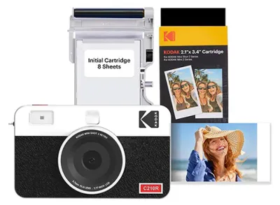 Image de Kodak Mini Shot 2 Retro Cartouche Bundle - Appareil photo instantané blanc