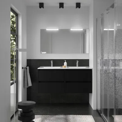 Immagine prodotto di Salgar set di mobili da bagno NOJA 1200 4 cassetti BLACK SATIN + lavabo + specchio