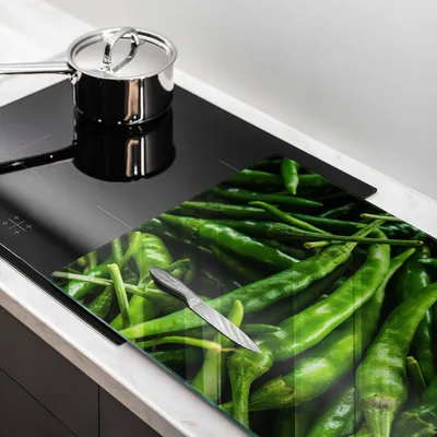Produktbild von Glasschneideplatte - Herdabdeckplatte - 80x52 cm -Schneidebrett - Spritzschutz -Schotenerbsen