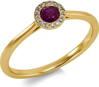 Produktbild von Ring aus 750 Gold Gelbgold Rubin 0,22ct rot 15 Brillanten 0,04ct TW-SI Innenumfang 54mm  Ø17.2mm