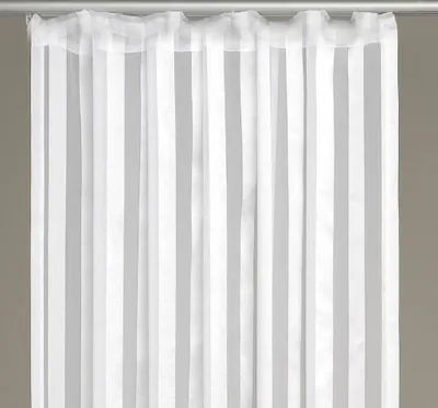Image de Echarpe décorative rayures semi-transparente ruban universel 140x 175cm blanc - blanc perle