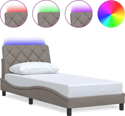 Produktbild von vidaXL Bettgestell mit LED ohne Matratze Taupe 80x200 cm Stoff