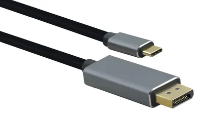 Produktbild von helos Anschlusskabel, USB 3.1 Type-C™ St./DisplayPort St, PREMIUM, 1,8m, schwarz