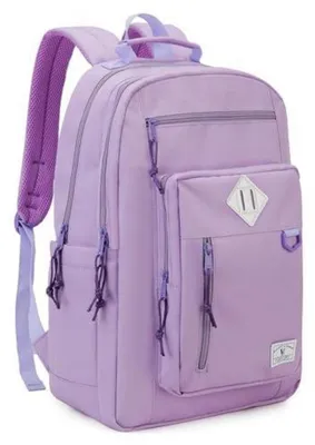 Image de Sac à dos scolaire avec compartiment pour ordinateur portable de 15,6 pouces, imperméable, spacieux, de couleur violet clair